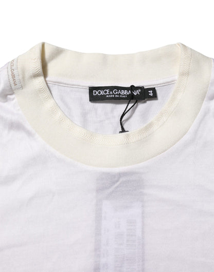 Dolce & Gabbana wit zijden T-shirt met ronde hals en lange mouwen