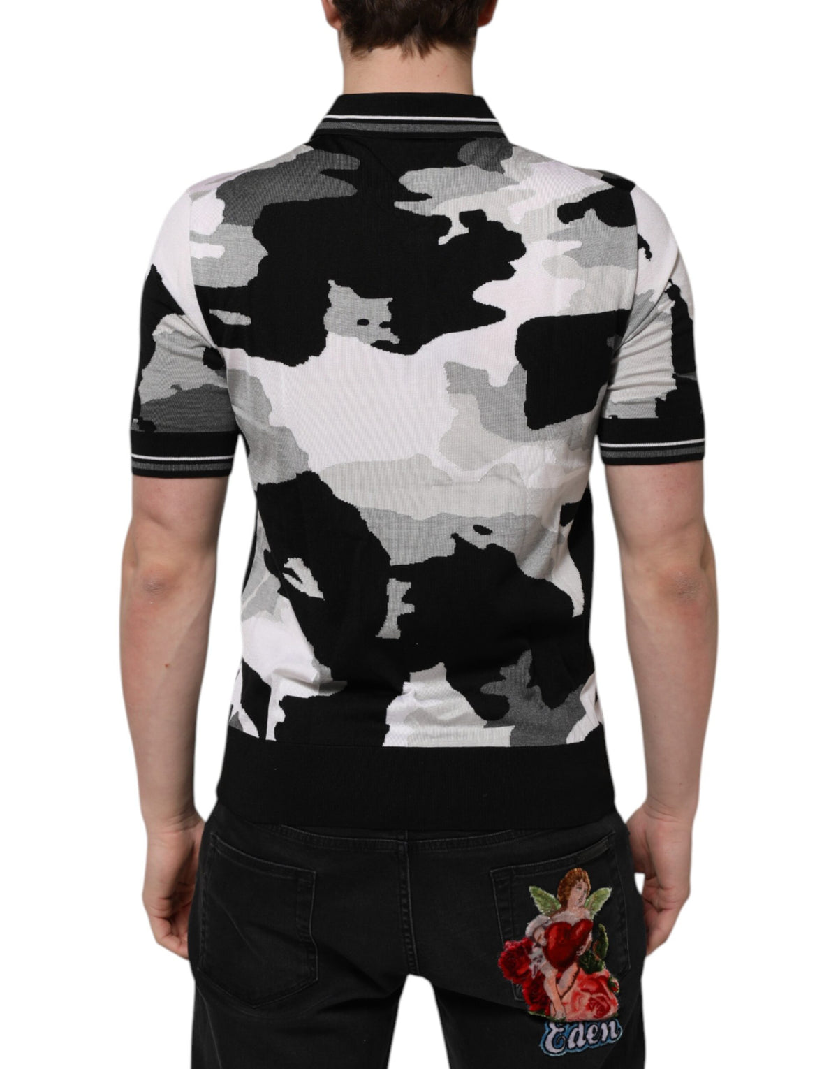 T-shirt polo à col montant multicolore à motif camouflage de Dolce &amp; Gabbana