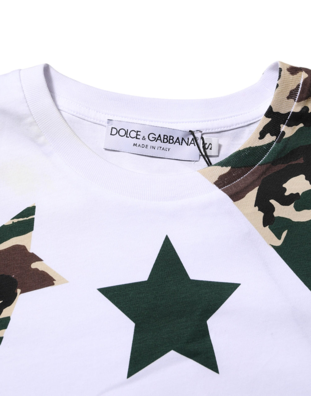 T-shirt homme à col rond en coton blanc à motif camouflage de Dolce &amp; Gabbana