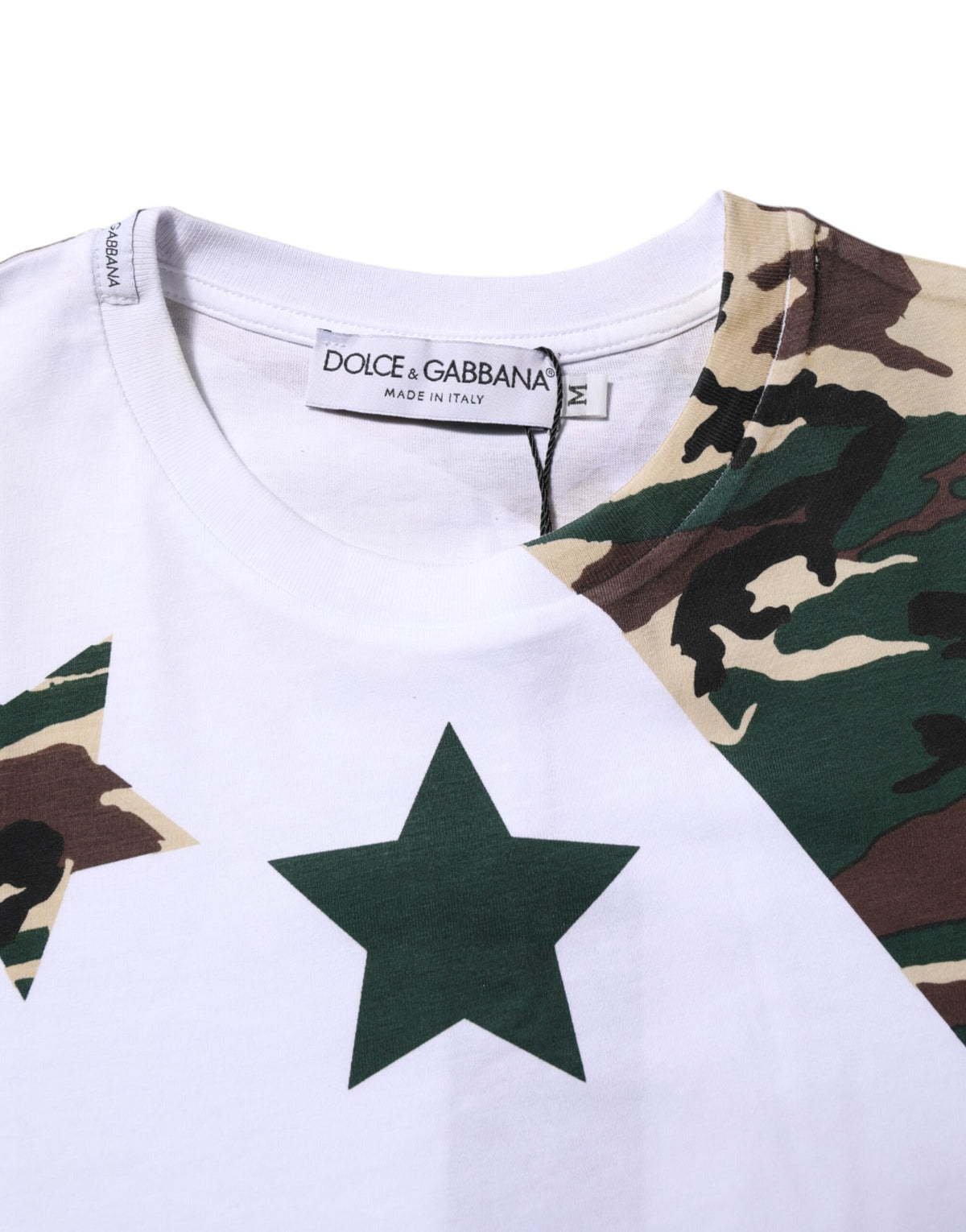 T-shirt homme à col rond en coton blanc à motif camouflage de Dolce &amp; Gabbana