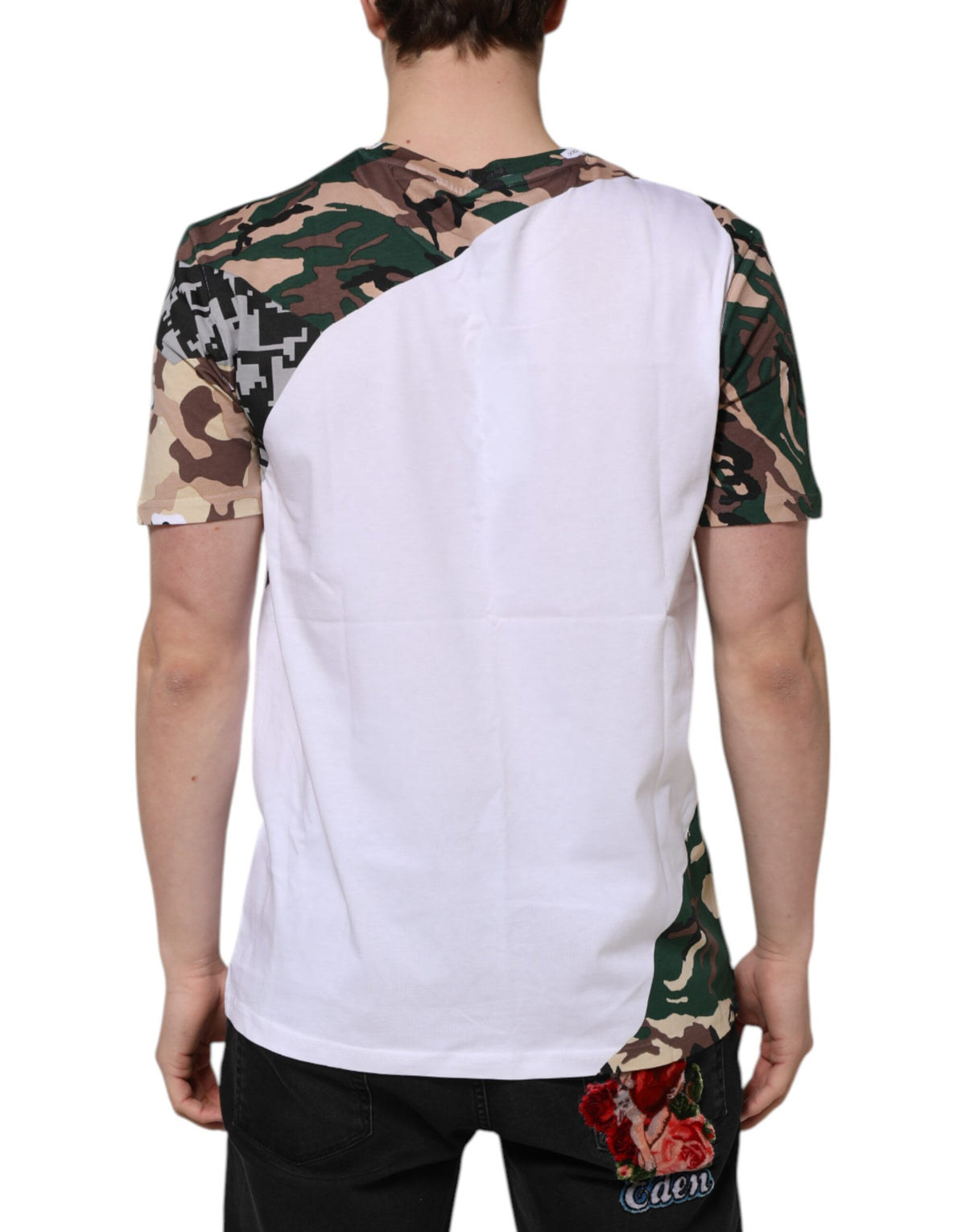 T-shirt homme à col rond en coton blanc à motif camouflage de Dolce &amp; Gabbana