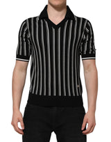Polo à rayures noires et blanches avec col Dolce &amp; Gabbana