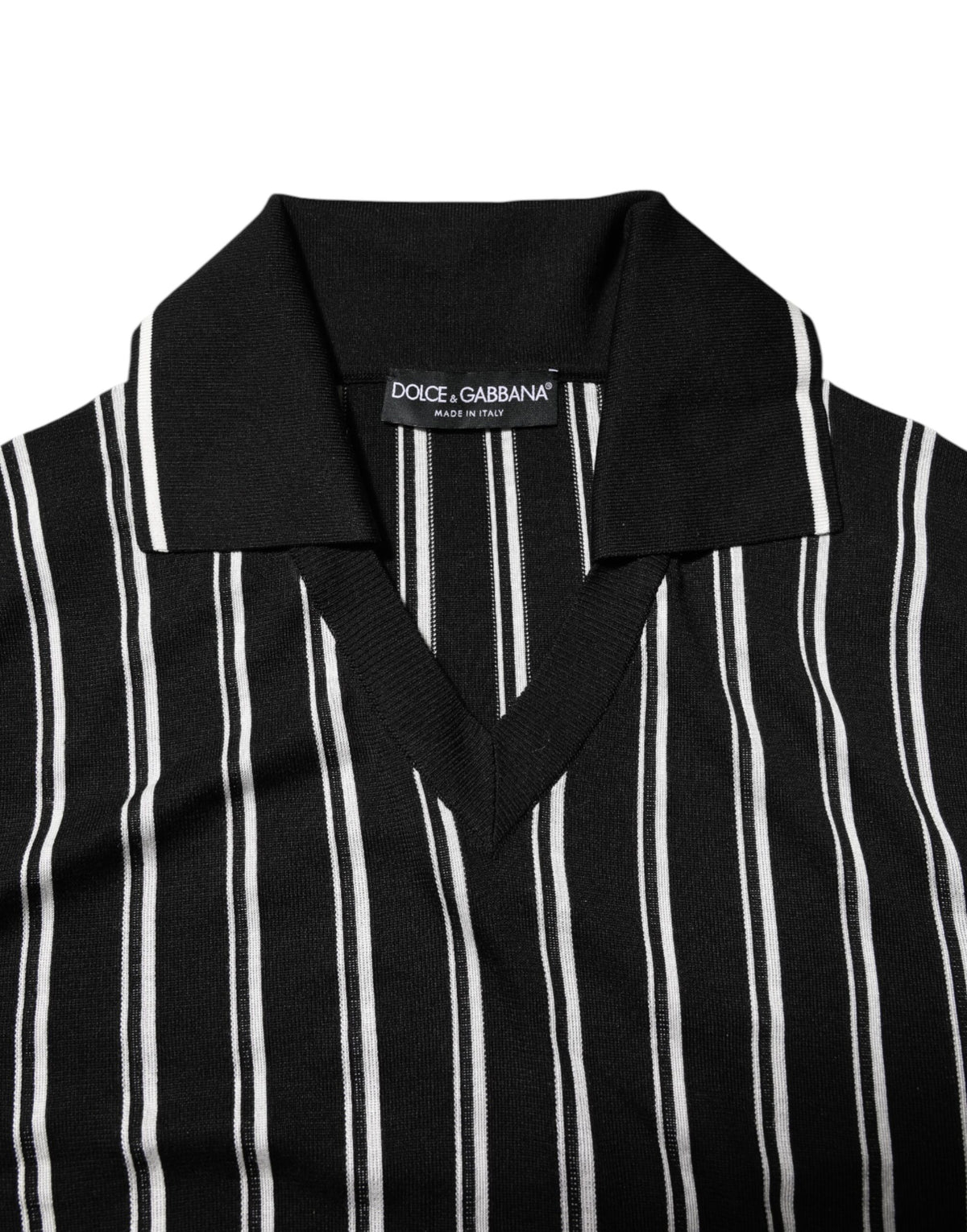Polo à rayures noires et blanches avec col Dolce &amp; Gabbana