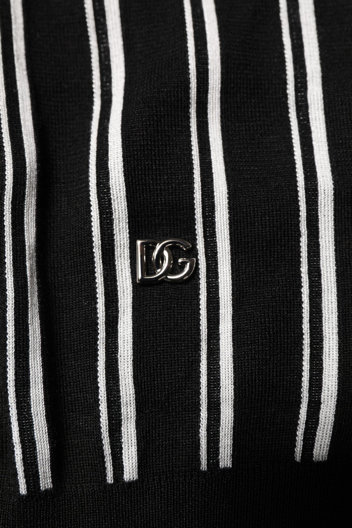 Polo à rayures noires et blanches avec col Dolce &amp; Gabbana
