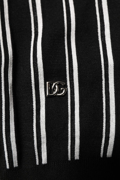 Dolce & Gabbana Black White Stripes Collared Polo T-shirt