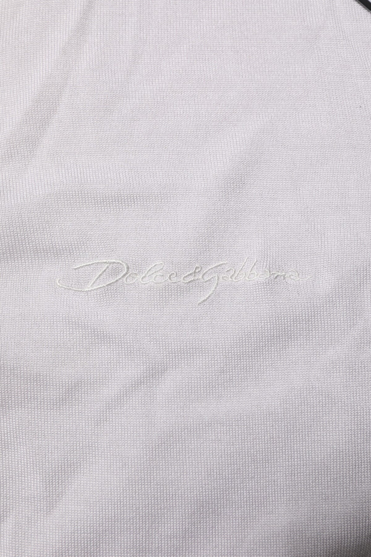 T-shirt homme en soie blanche à manches courtes, col Henley, Dolce &amp; Gabbana