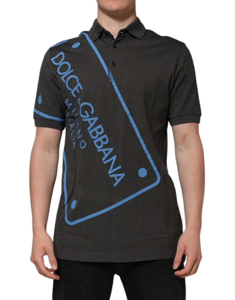 Polo à manches courtes et col en gris foncé de Dolce &amp; Gabbana