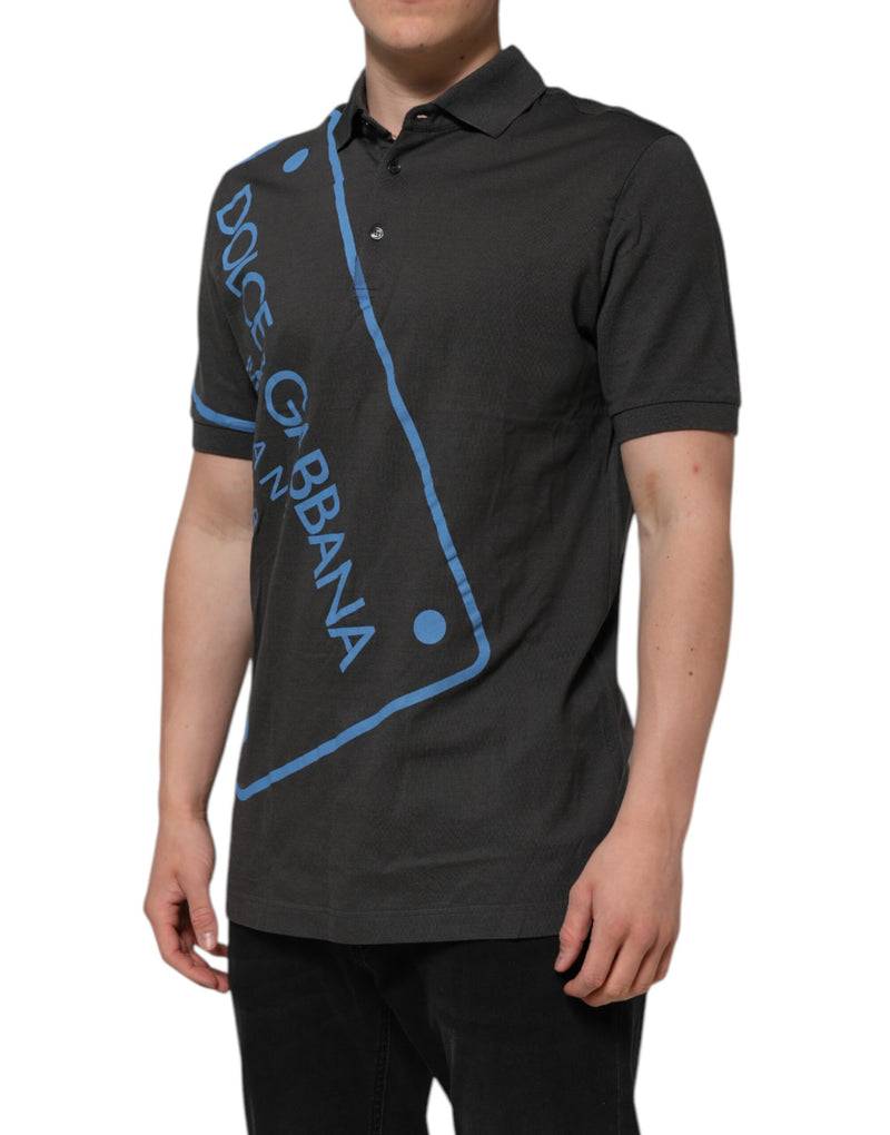Polo à manches courtes et col en gris foncé de Dolce &amp; Gabbana