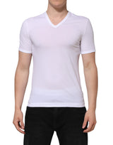 T-shirt sous-vêtements blanc à manches courtes et col en V de Dolce &amp; Gabbana