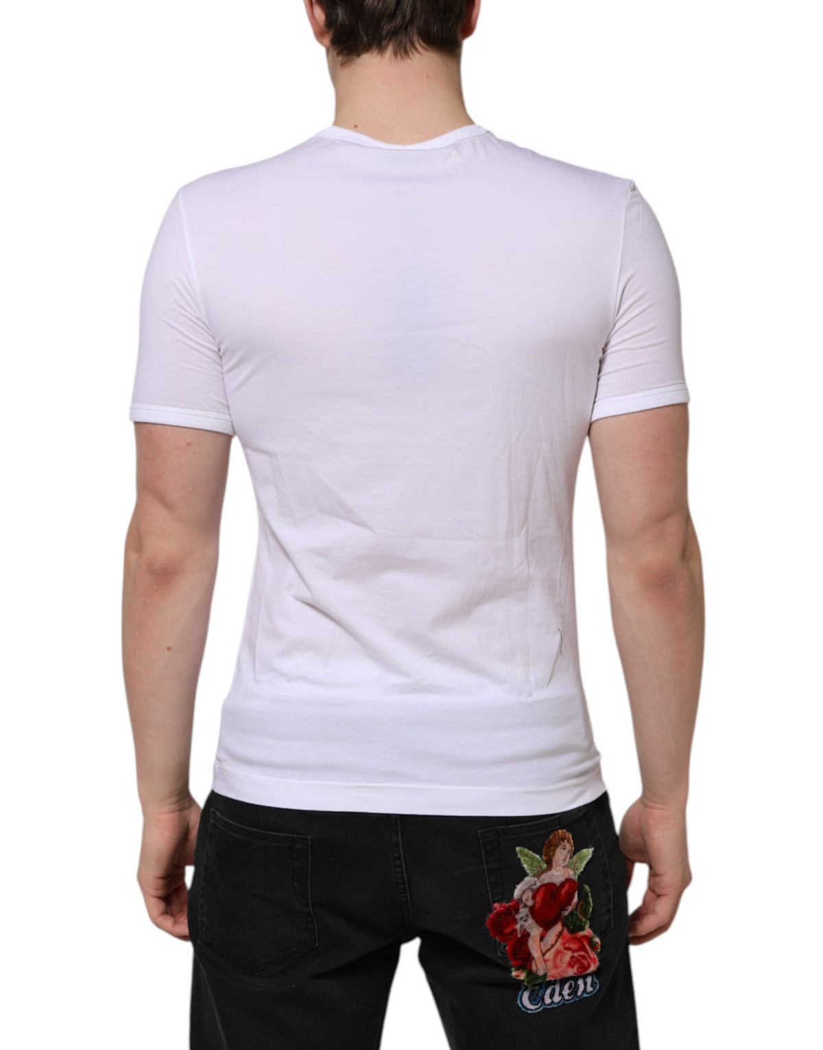 T-shirt sous-vêtements blanc à manches courtes et col en V de Dolce &amp; Gabbana
