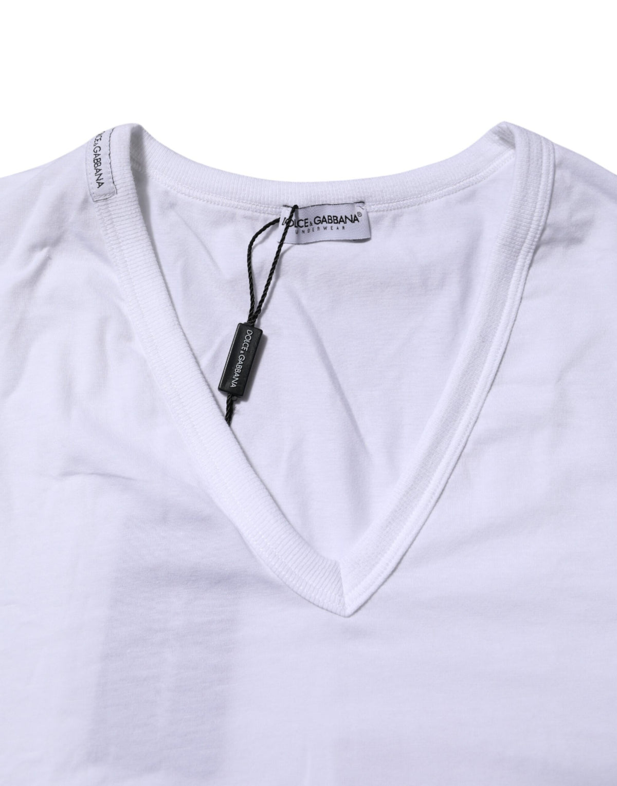 T-shirt sous-vêtements blanc à manches courtes et col en V de Dolce &amp; Gabbana