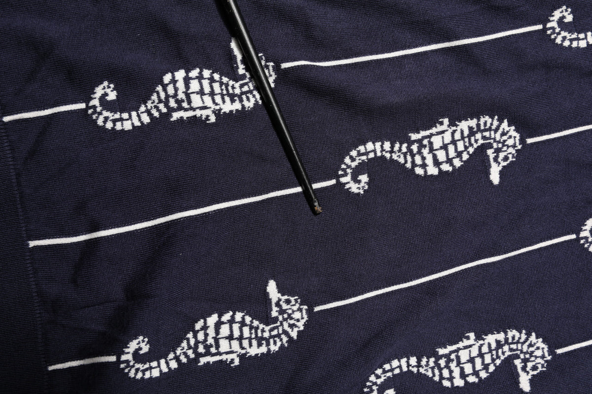 Polo à col montant Dolce &amp; Gabbana bleu marine avec motif Hippocampe