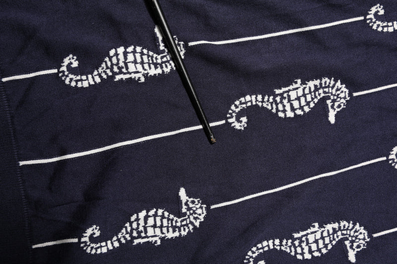 Polo à col montant Dolce &amp; Gabbana bleu marine avec motif Hippocampe
