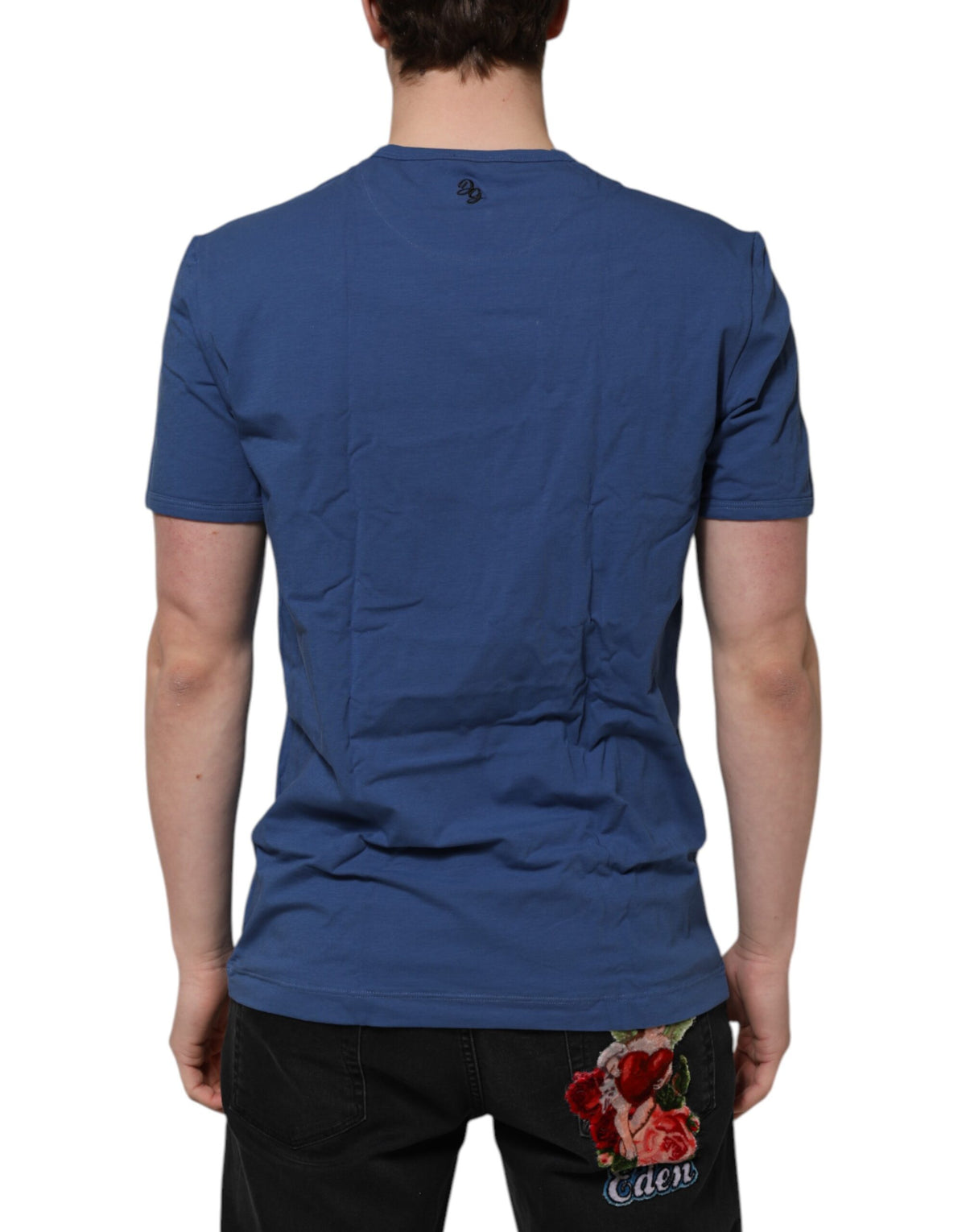 T-shirt sous-vêtements homme Dolce &amp; Gabbana en coton bleu, col rond.
