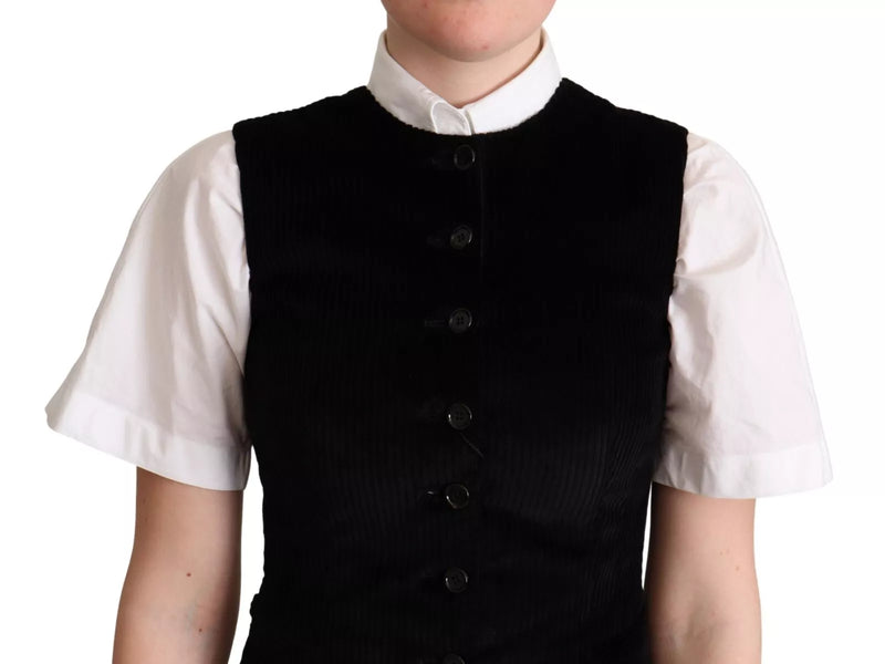 Gilet sans manches noir et marron à imprimé léopard Dolce &amp; Gabbana