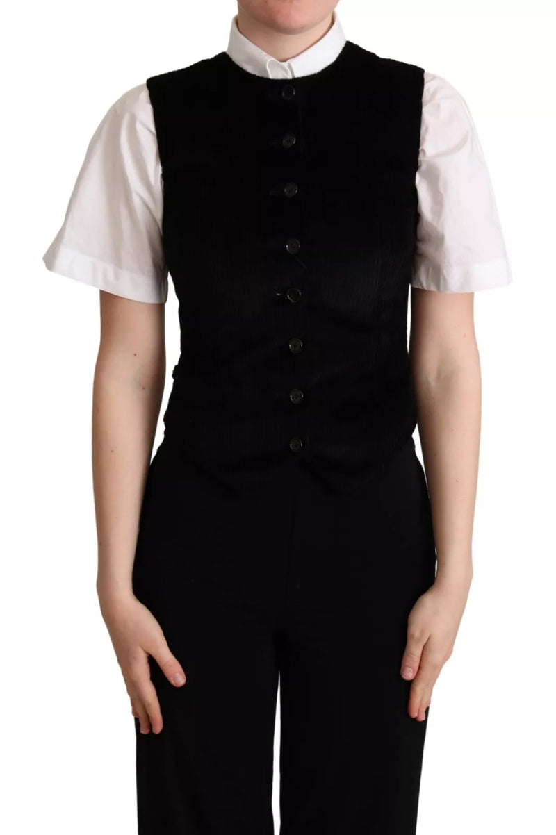 Gilet sans manches noir et marron à imprimé léopard Dolce &amp; Gabbana