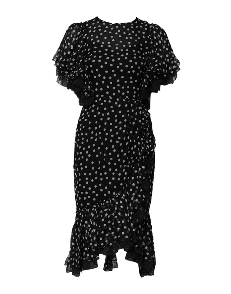 Dolce & Gabbana Black and White Polka Dot Chiffon Dress