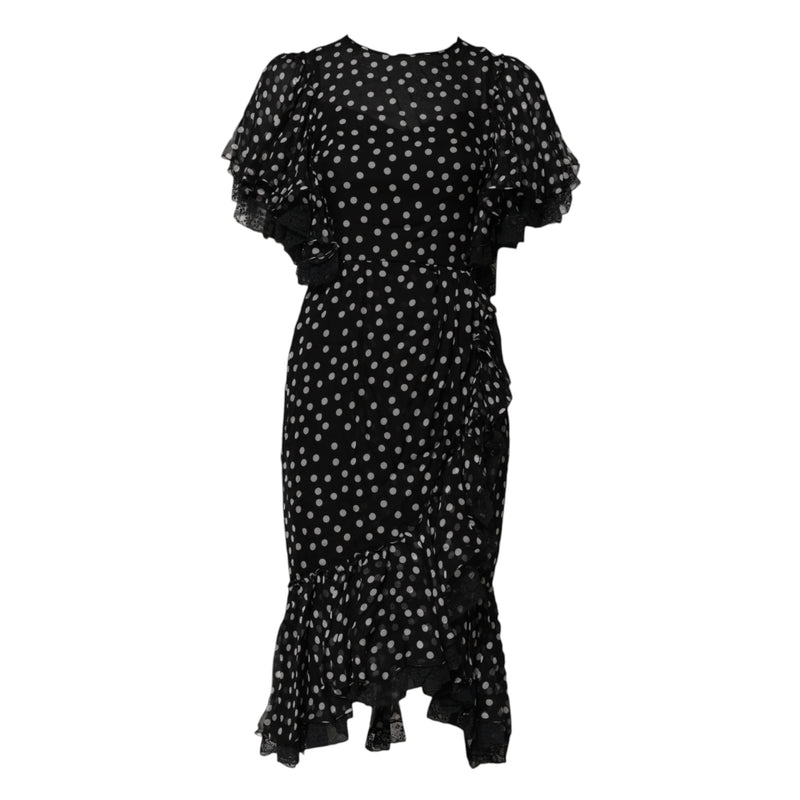 Dolce & Gabbana Black and White Polka Dot Chiffon Dress
