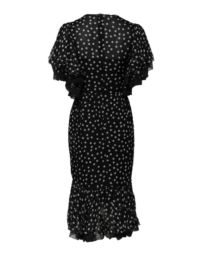 Dolce & Gabbana Black and White Polka Dot Chiffon Dress