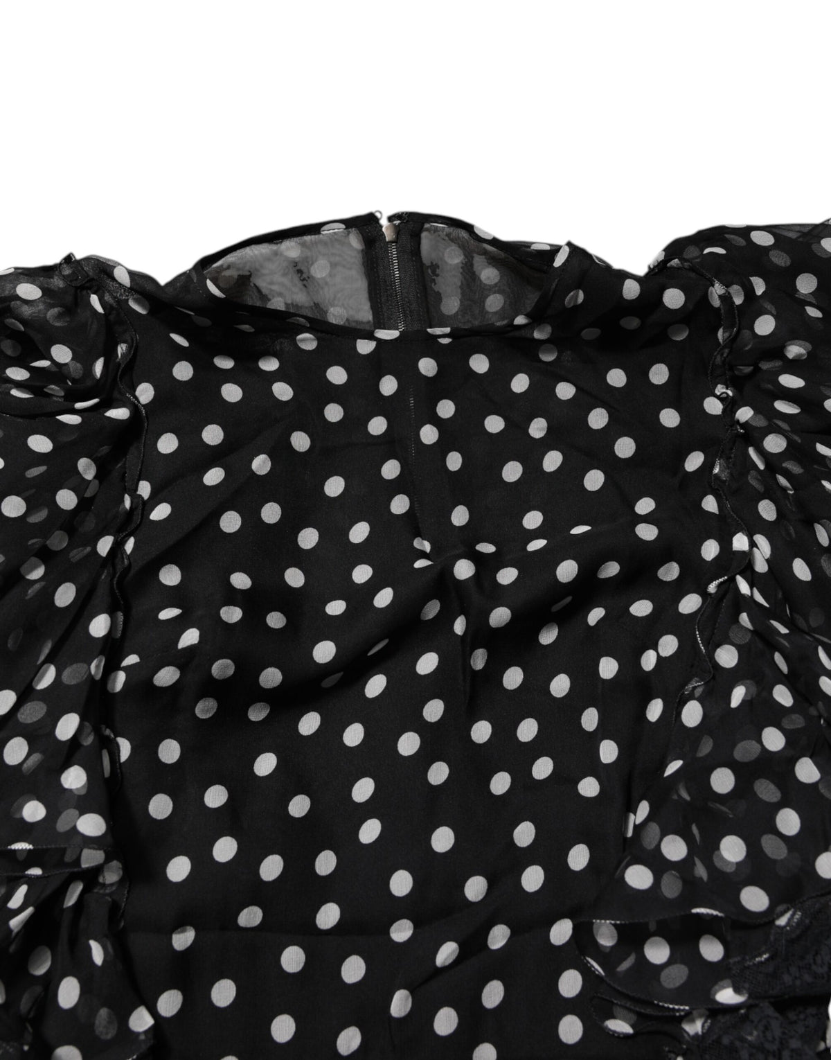 Dolce & Gabbana Black and White Polka Dot Chiffon Dress