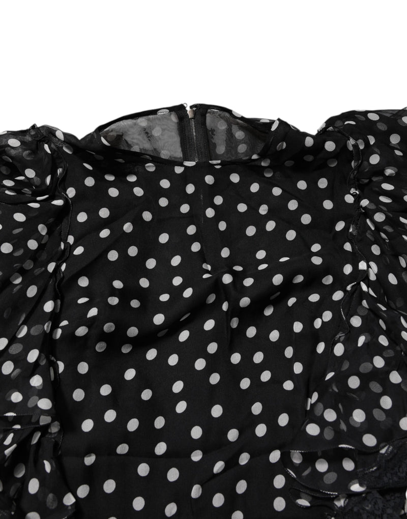 Dolce & Gabbana Black and White Polka Dot Chiffon Dress