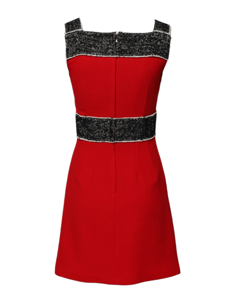 Robe Mini A-Ligne Sans Manches Rouge en Laine Dolce & Gabbana