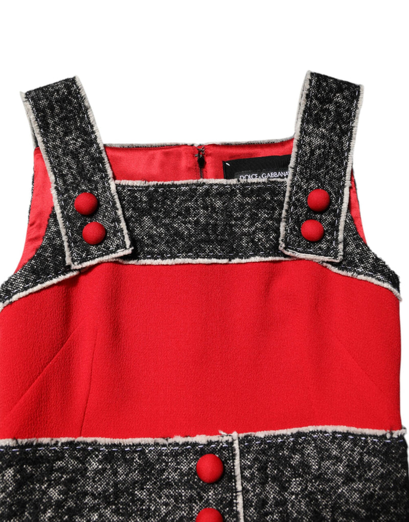 Robe Mini A-Ligne Sans Manches Rouge en Laine Dolce & Gabbana