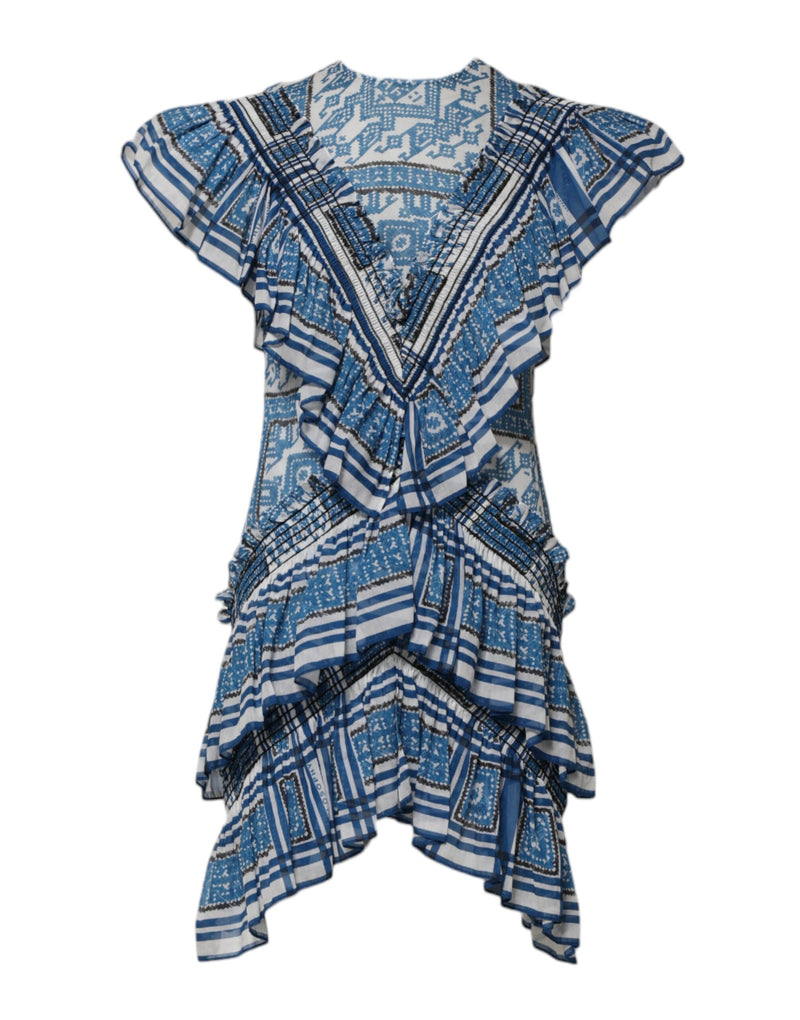 Philosophy di Lorenzo Serafini Robe Mini Superposée à Motifs Bleus