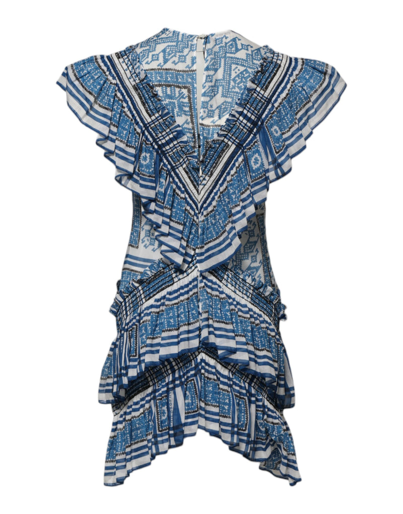 Philosophy di Lorenzo Serafini Robe Mini Superposée à Motifs Bleus