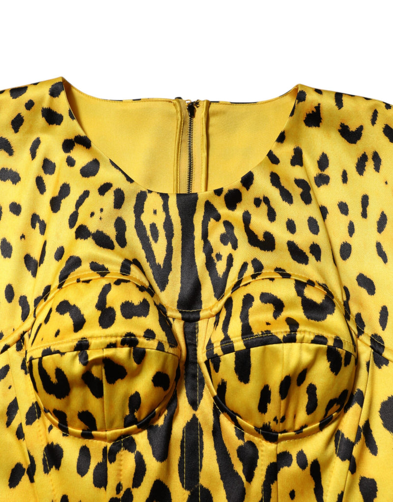 Robe Midi Sheath à Imprimé Léopard Jaune Dolce & Gabbana