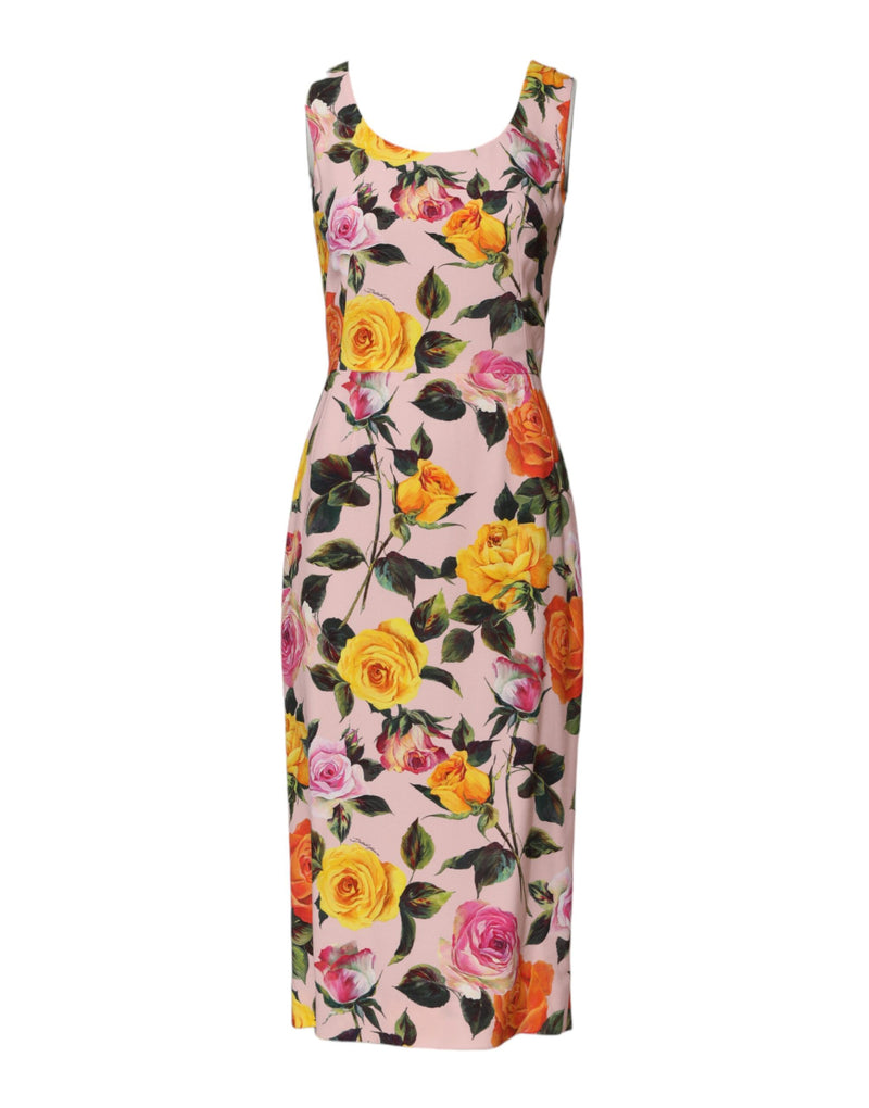 Robe fourreau sans manches multicolore à fleurs Dolce & Gabbana