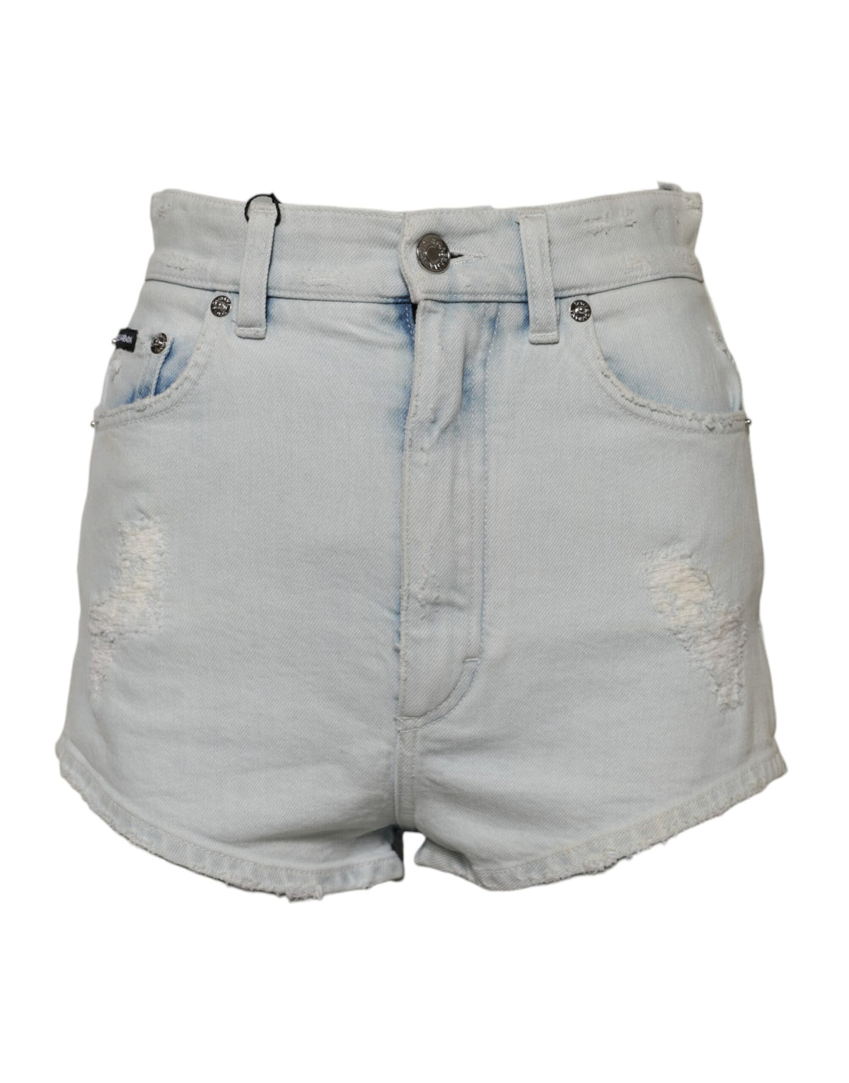Dolce & Gabbana Light Blue Washed Denim Cotton Hot Pants