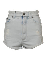 Dolce & Gabbana Light Blue Washed Denim Cotton Hot Pants