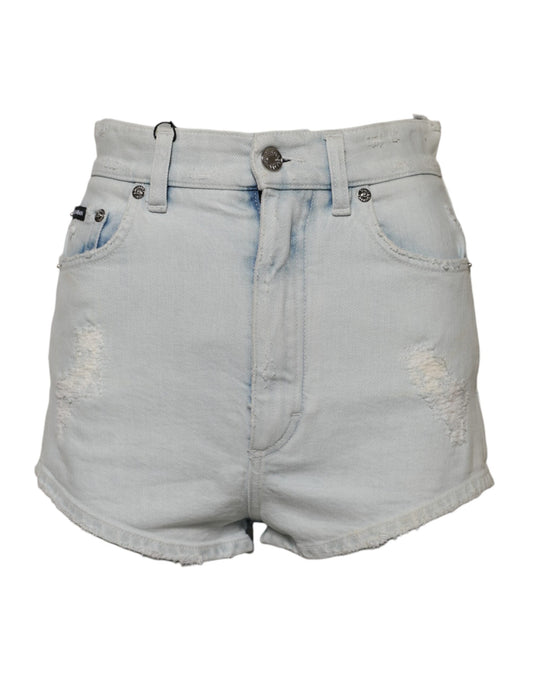 Dolce & Gabbana Light Blue Washed Denim Cotton Hot Pants