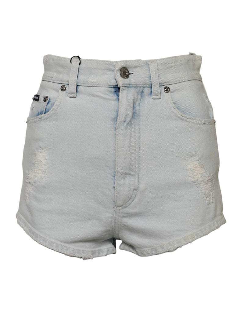 Dolce & Gabbana Light Blue Washed Denim Cotton Hot Pants