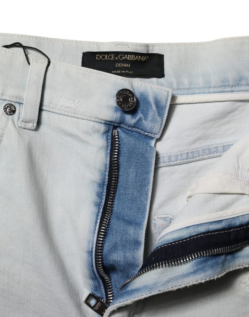Dolce & Gabbana Light Blue Washed Denim Cotton Hot Pants