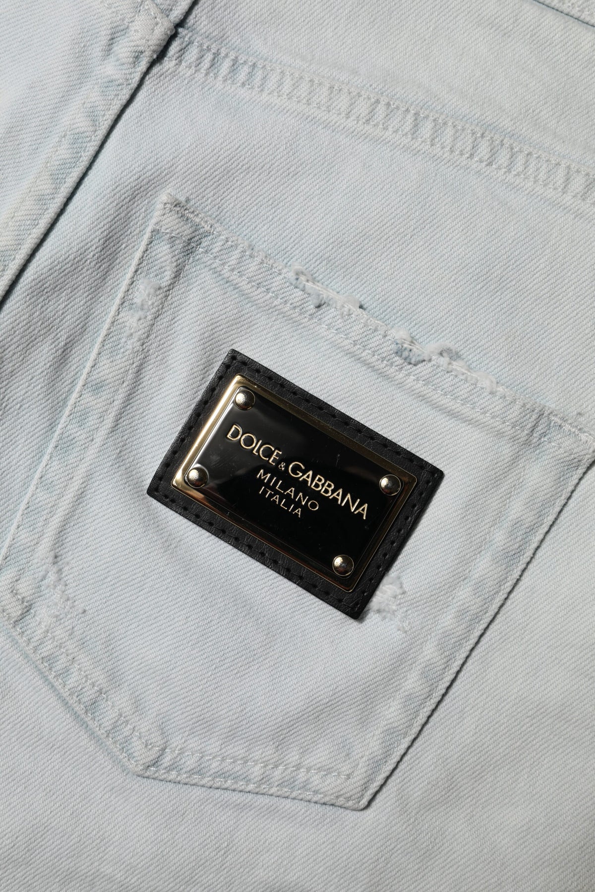 Dolce & Gabbana Light Blue Washed Denim Cotton Hot Pants