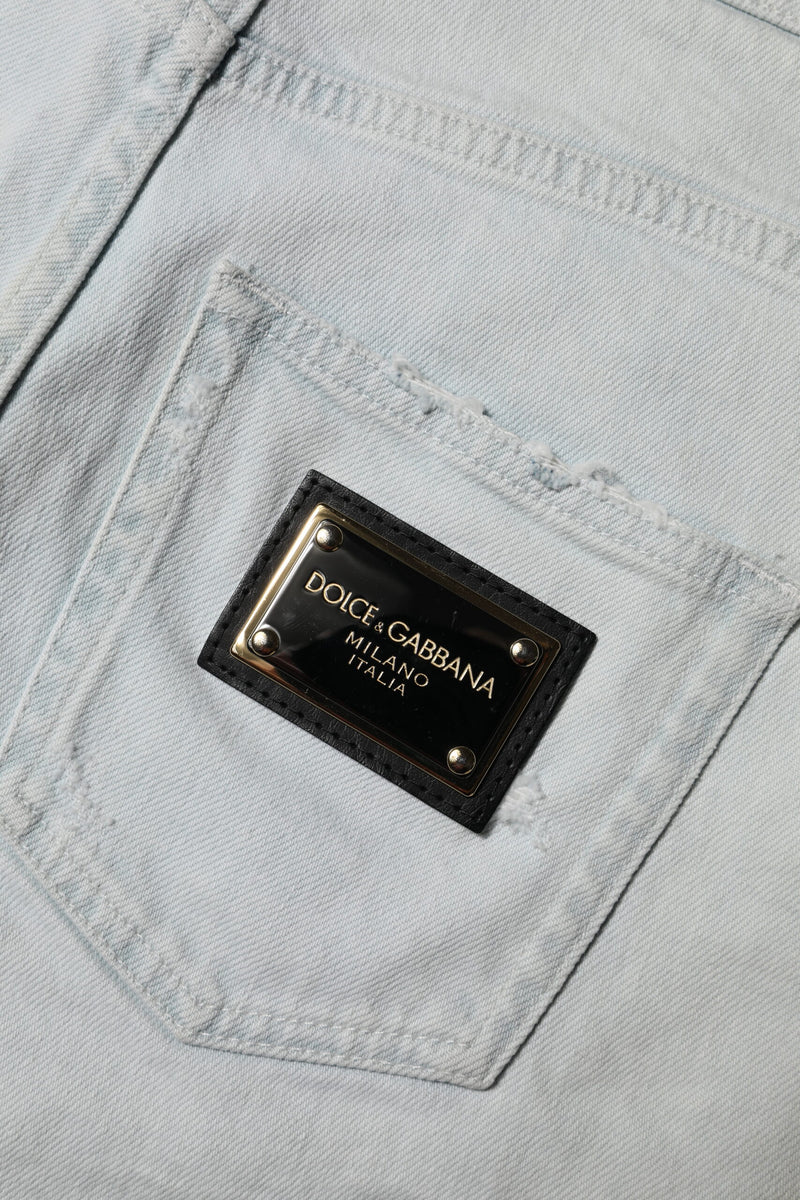 Dolce & Gabbana Light Blue Washed Denim Cotton Hot Pants