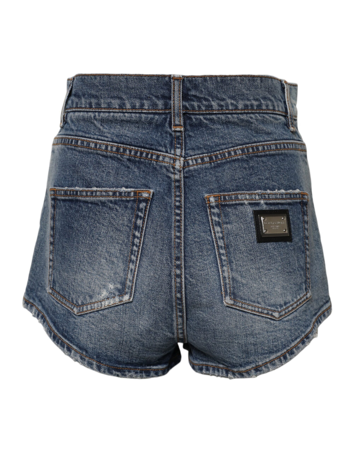 Dolce & Gabbana Blue Tattered Denim Cotton Hot Pants