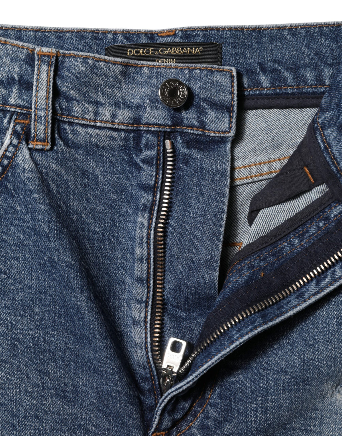Dolce & Gabbana Blue Tattered Denim Cotton Hot Pants