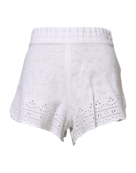 Dolce & Gabbana White Linen High Waisted Hot Pants