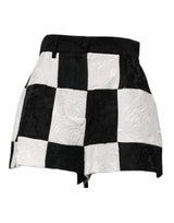 Dolce & Gabbana Black White Floral Brocade Hot Pants Shorts