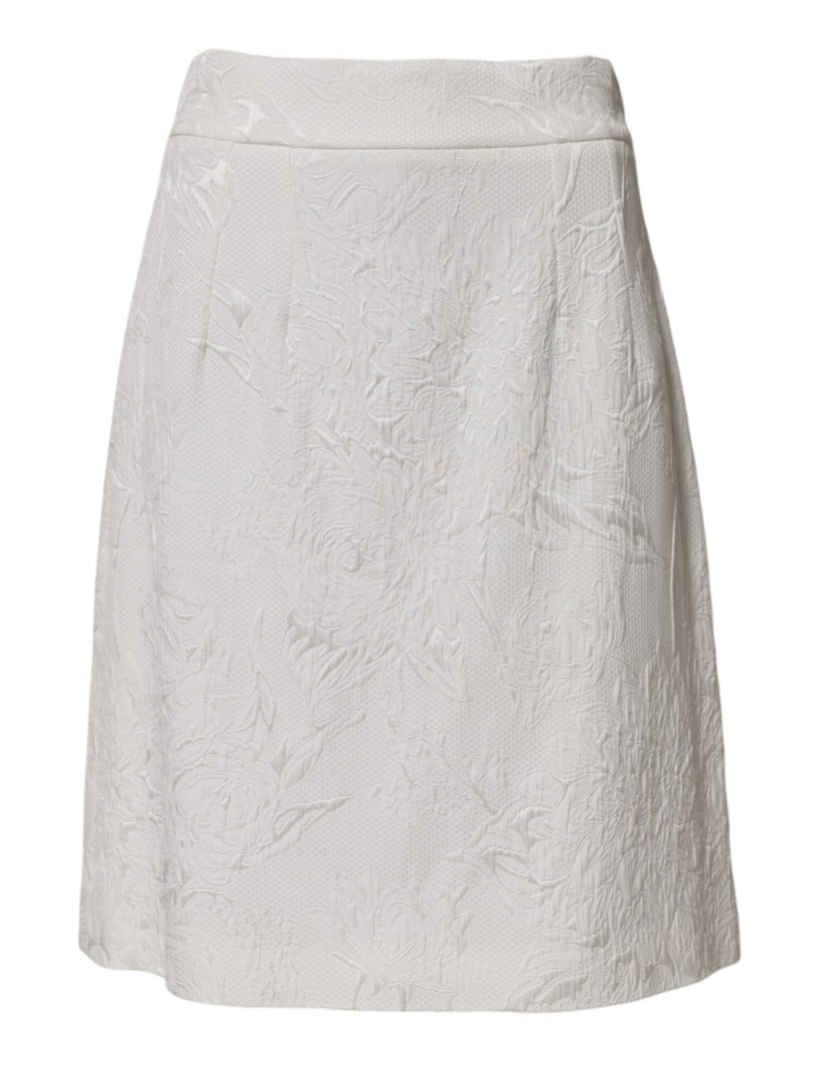 Dolce & Gabbana Jupe A-line Haute Taille en Brocart Floral Blanc