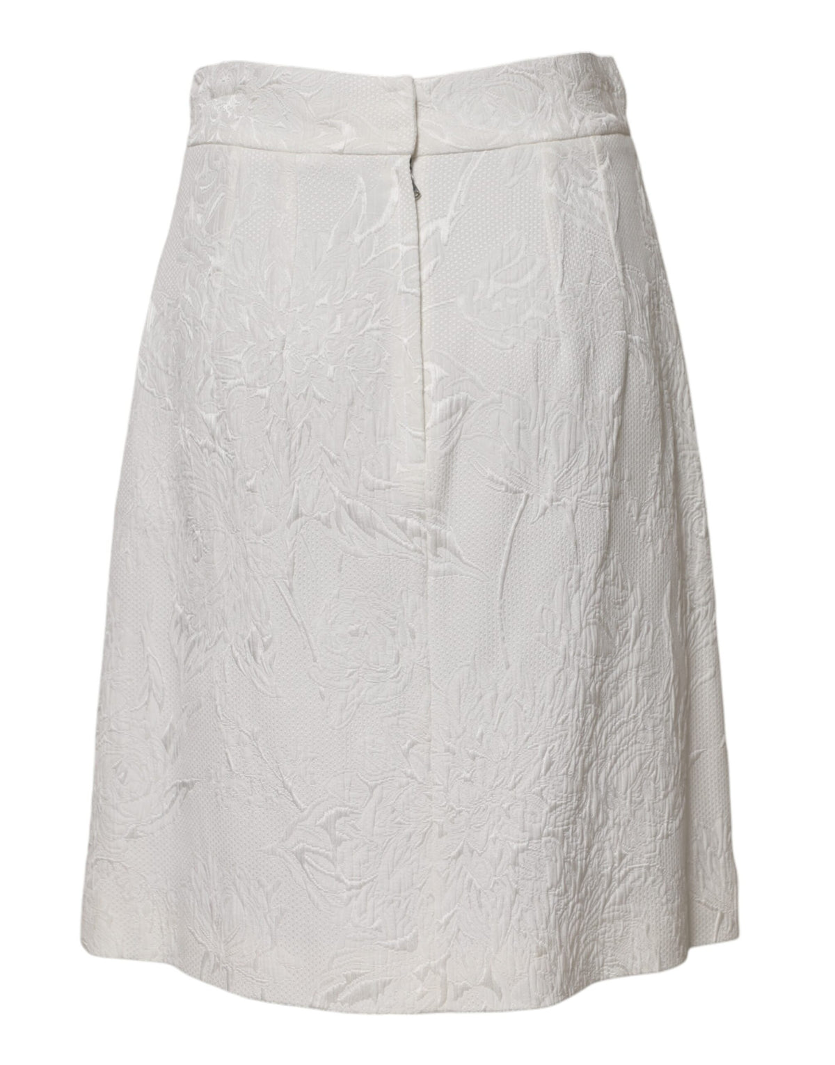 Dolce & Gabbana Jupe A-line Haute Taille en Brocart Floral Blanc