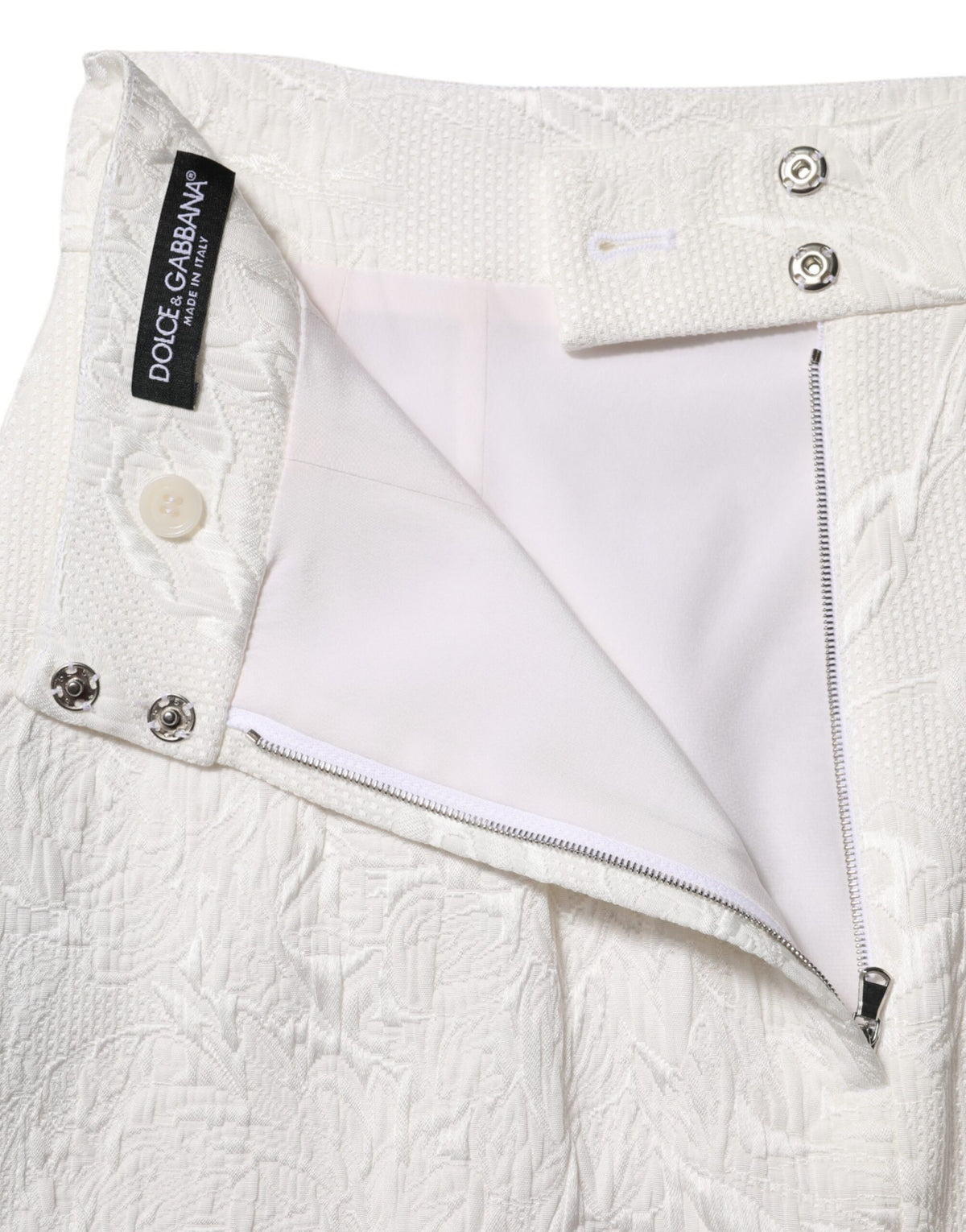 Dolce & Gabbana Jupe A-line Haute Taille en Brocart Floral Blanc