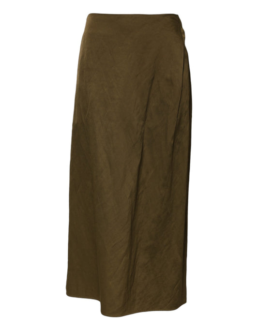 Jil Sander Jupe Midi A-Line Haute Taille Vert Olive
