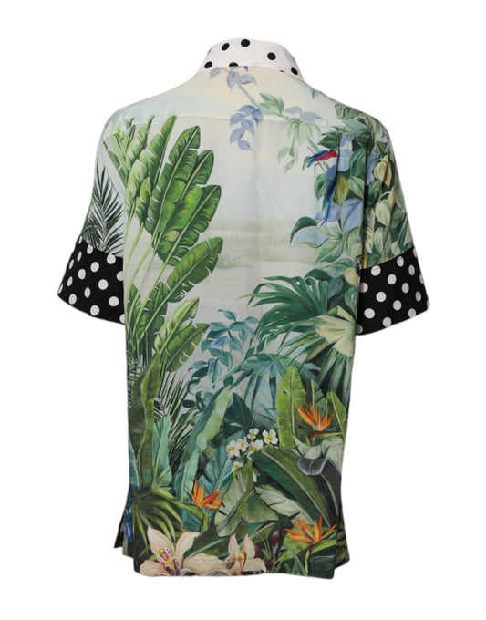 Dolce & Gabbana Chemise Collier Imprimée Multicolore en Soie