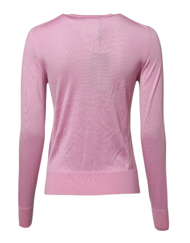 Dolce & Gabbana Cardigan en Cachemire et Soie Rose avec Détails Floraux