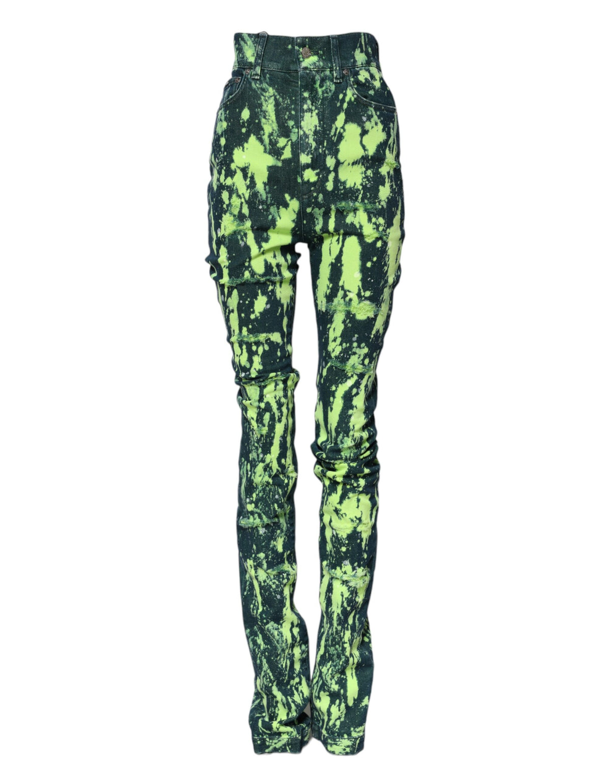 Dolce & Gabbana Jeans Femme Taille Haute Splash Vert