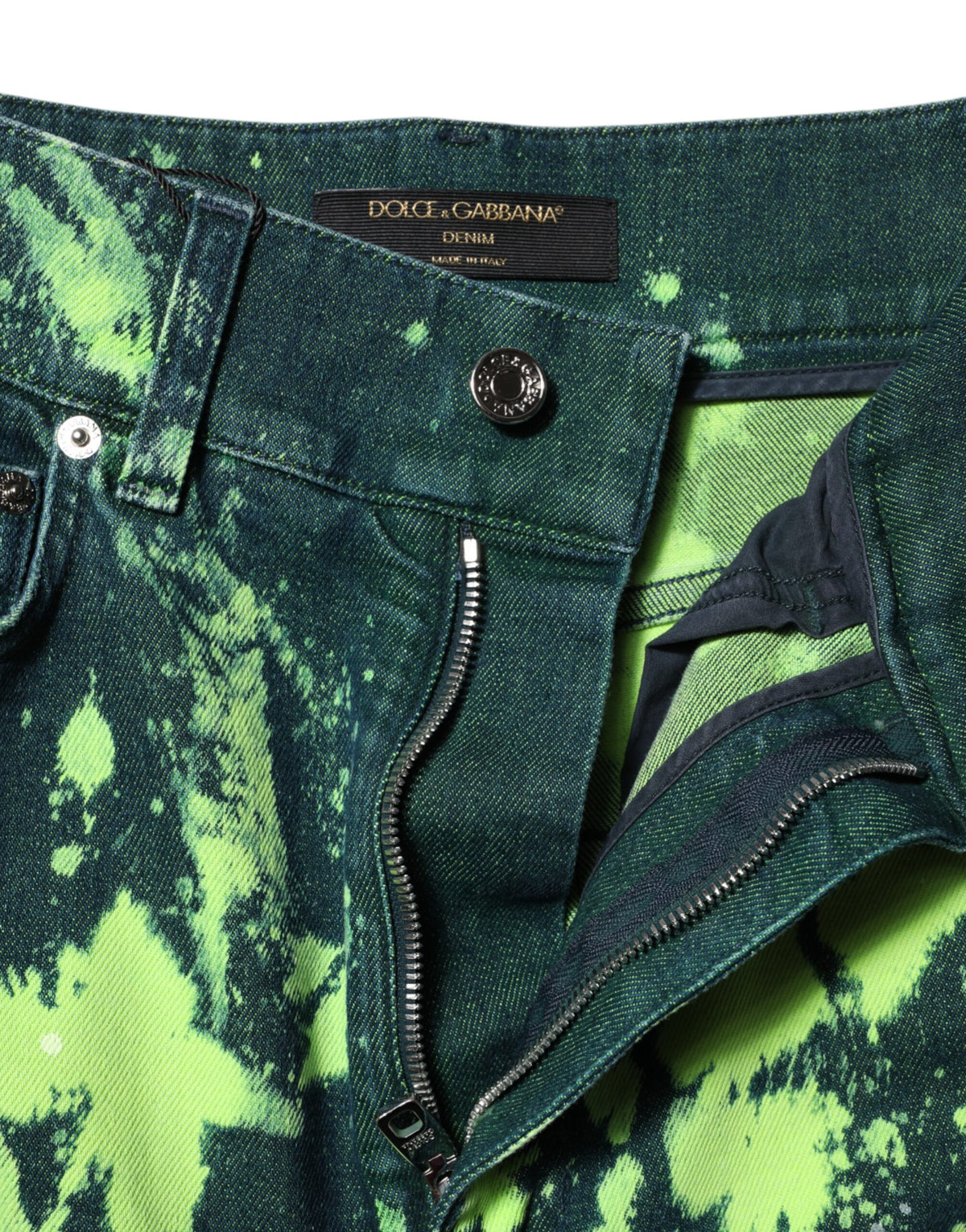 Dolce & Gabbana Jeans Femme Taille Haute Splash Vert